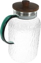 Capacity Hammered Glass Water Pitcher with Wooden Lid Cold Beverage Kettle for Iced Tea Juice and Water for Home Restaurants and Parties