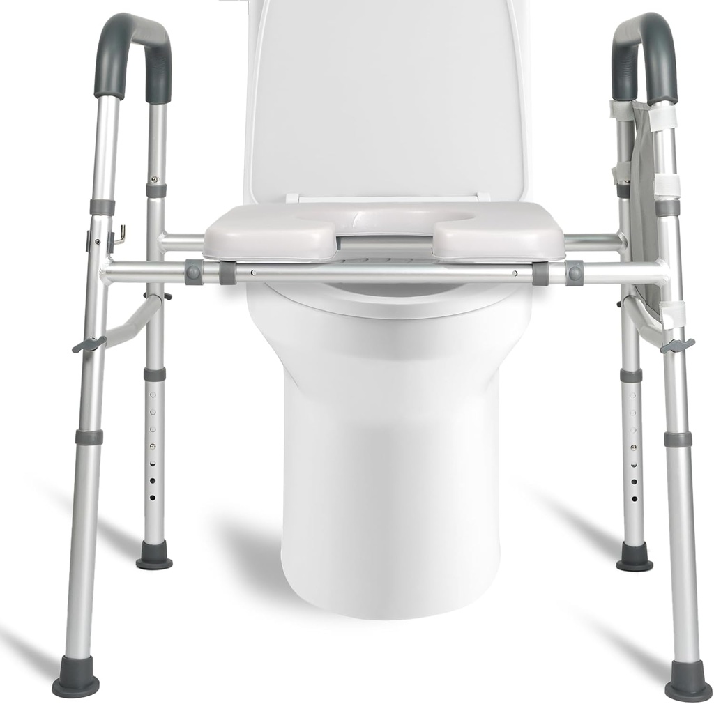Raised Toilet Seat For Seniors 400Lbs, Adjustable Toilet Riser With Handles, Elevated Toilet Seat For Elderly, Pregnant, Handicap, Fit Any Toilet