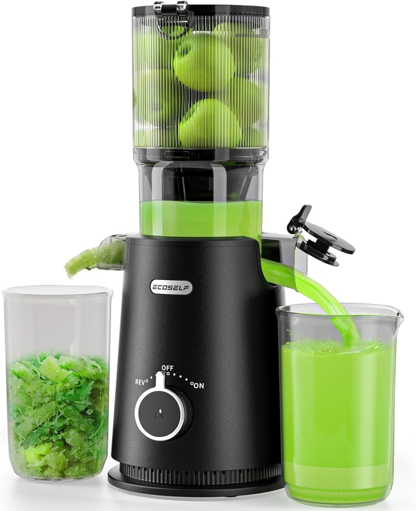 Juicer Machines Easy to Clean, with Wide Mouth & Large Feed Chute, Cold Press Juicer For Whole Fruits & Vegetables, Slow Masticating Self Feeding for Juice Extractor Machine, High Juice Yield