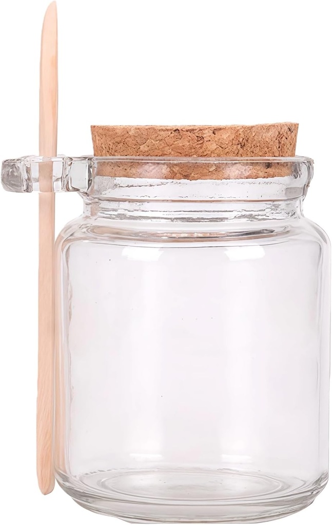 1Pcs 250ml/8.3oz Empty Clear Glass Storage Container Bottle Jars With Cork Stopper and Wooden Spoon For Storing Food Bath Salt Seasoning Sauce Cosmetic Powder Honey Nuts and More