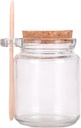 1Pcs 250ml/8.3oz Empty Clear Glass Storage Container Bottle Jars With Cork Stopper and Wooden Spoon For Storing Food Bath Salt Seasoning Sauce Cosmetic Powder Honey Nuts and More
