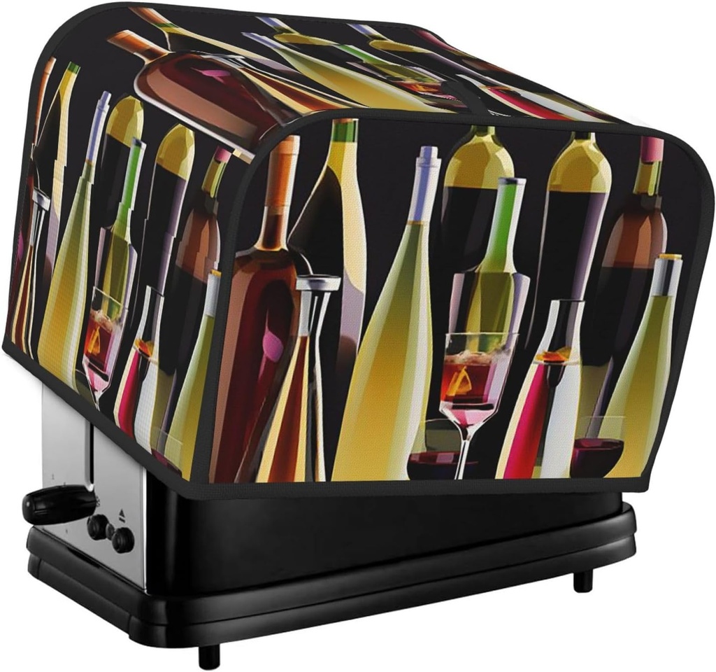 4 Slice Toaster Covers Bread Machine Cover Quilted Dustproof Fingerprint Protectors Small Washable Appliance Cover Cocktail Glasses And Wine Bottles Bread Maker Dust Protection Universal Size