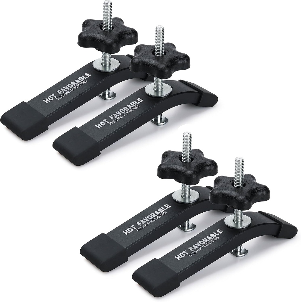 Aluminum T-Track Hold Down Clamps,6-3/8"L x 1-1/4" Width-Woodworking and Clamps-Fine Sandblast Black Anodized-4 Pack