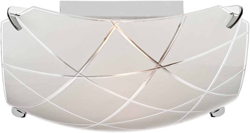 Possini Euro Design Lattice Modern Close to Ceiling Light Flush Mount Fixture 13 3/4" Wide Chrome Silver Frosted Glass Bowl Shade for Bedroom Hallway Living Room Dining Room Bathroom Kitchen