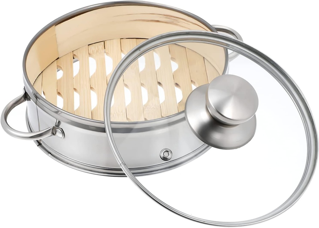 DOITOOL 1set Stainless Steel Food Steamer Lid Premium Household Steamer for Dumplings Buns Dim Sum and More Even Heat Distribution for Delicious Cooking
