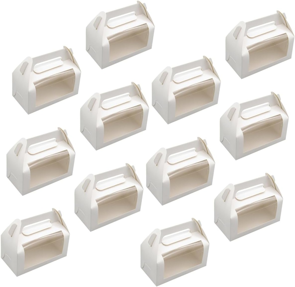 Handheld 20 Pcs Toast Bread Packaging Boxes Paper Dessert Boxes Window for Mousse Chocolates