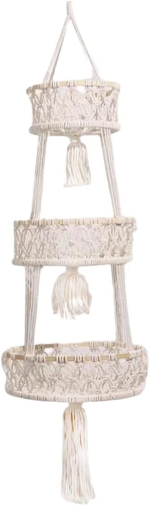 Hanging Wall Basket 3 Tier Hanging Fruit Hammock Woven Woven Fruit Basket 43 Inch Hanging Wall Storage Basket for Kitchen Organiser