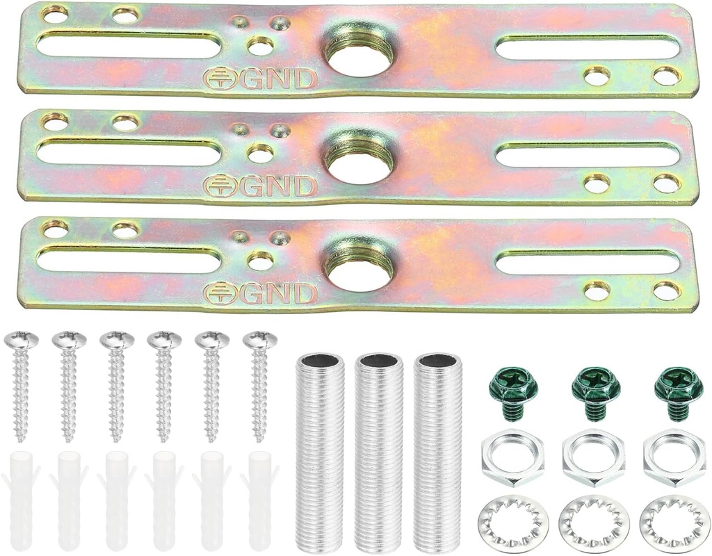 PATIKIL 4" Ceiling Light Plate Kit, 3 Pack Light Crossbar Mounting Bracket Universal Lamp Fixture Hardware Set for Chandelier Wall Light, Zinc Plated