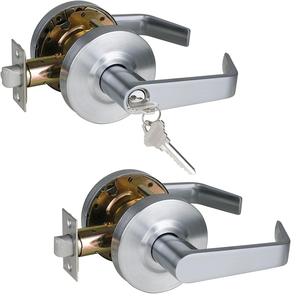 1 Pack of Commercial Keyed Entry Door Lever & 1 Pack of Commercial Passage Door Lever