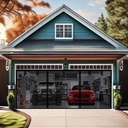 Premium Garage Door Screen for 2 Car Garage 20x7ft, Heavy Duty Durable Fiberglass Screen Mesh with Hook & Loop Tapes, Strips, Doors Screen with Powerful Magnets, Easy to Install (20x7 Black)