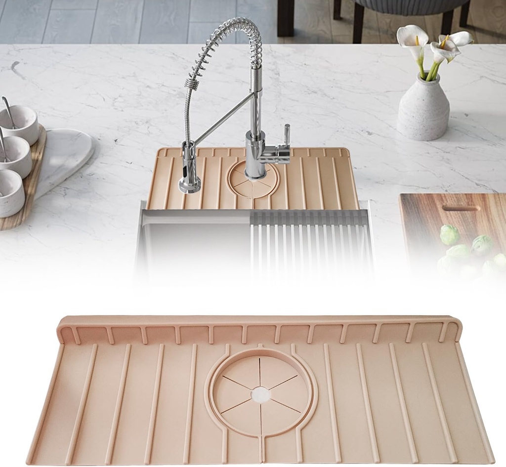 Kitchen Faucet Sink Splash Guard, Silicone Faucet Handle Drip Catcher Tray Mat, Kitchen Accessories Sink Mat Protectors