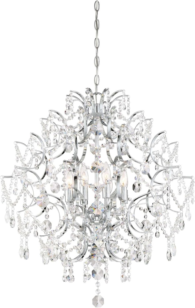 Minka Lavery 3158-77 Isabella's Crown Chandelier, 8-Light, 480 Total Watts, 26-in H x 30.38-in W, Chrome