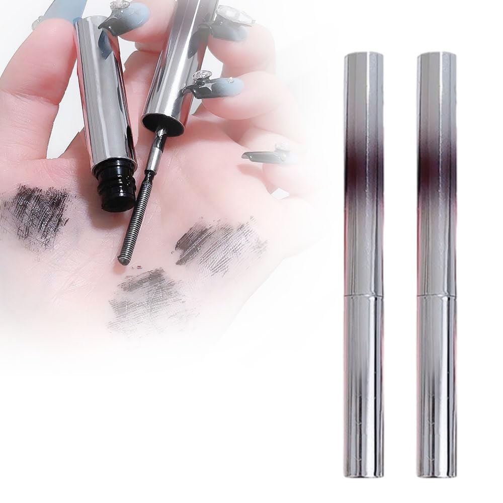 2 Pcs Iron Wand Mascara, 2025 Upgraded Waterproof Mascara Volume and Length, Long Lasting Metal Wand Mascaras for Defined Curl Lashes Makeup (Black)