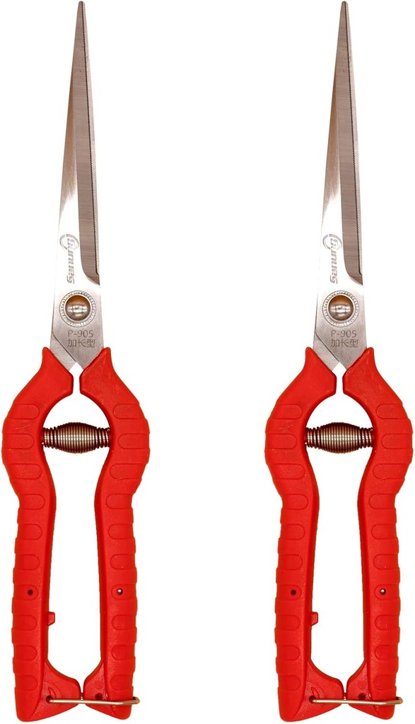 Sanung 2 PACK Multifunctional Thin Fruit Scissors, P-905 Garden Pruner Shears Cutters with Anti-Slip Grip High-Grade Spring Lock Garden Pruner for Garden Fruits Vegetables Plants Flowers