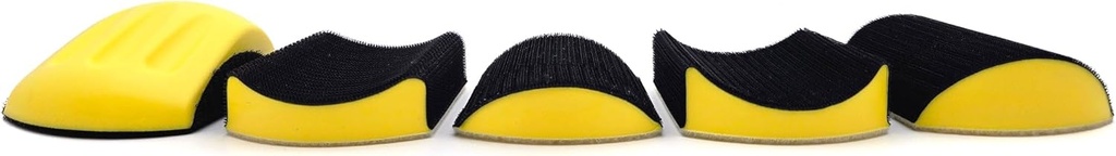 5 Piece Set Contoured Profile Hand Sanding Blocks for 5” Discs with Convex & Concave Shapes for Sanding Moldings, Woodworking, Auto Body, Painting and Crafts