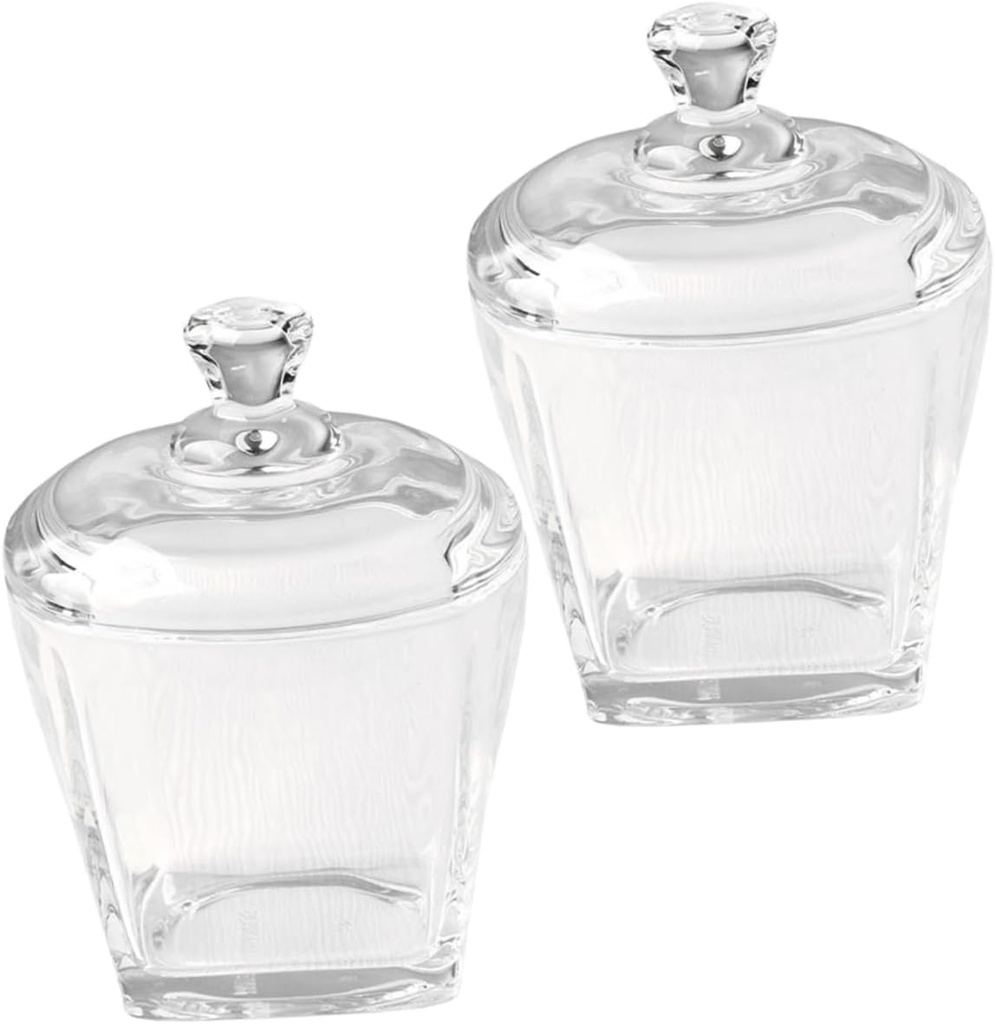 iplusmile 2Pcs Transparent Glass Food Holder Jars with Lids Multi Functional Snack Storage Containers for Candy Cookies Tea and Dried Fruit Preservation