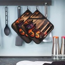 Pot Holder Set of 2 Heat Resistant Pot Holder for Cooking Cool Electric Guitar Pot Holders with Hanging Loops Oven Hot Pads Kitchen Trivets for Baking Hot Mats for BBQ