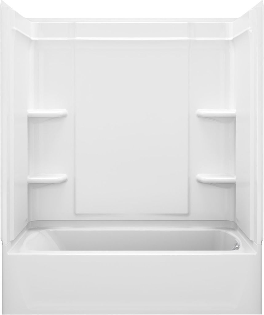 STERLING, a KOHLER Company Ensemble Medley, Series 7132, 60-Inch x 32-Inch x 75-Inch Above Floor Drain Bath/Shower with Age in Place Backers and Right-Hand Drain, White