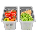 2-Pack Stainless Steel Steam Table Pan, 6L/6.34Qt Perforated Steam Pan, Hotel Pan Table Food Pan Restaurant Supplies for Kitchen, Perforated Design