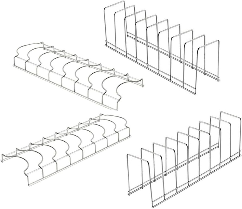 Mobestech 4Pcs Dish Drying Rack Space Saving Bowl and Plate Drainer with Compartments Multi Functional Kitchen Counter Organizer for Plates and Tableware