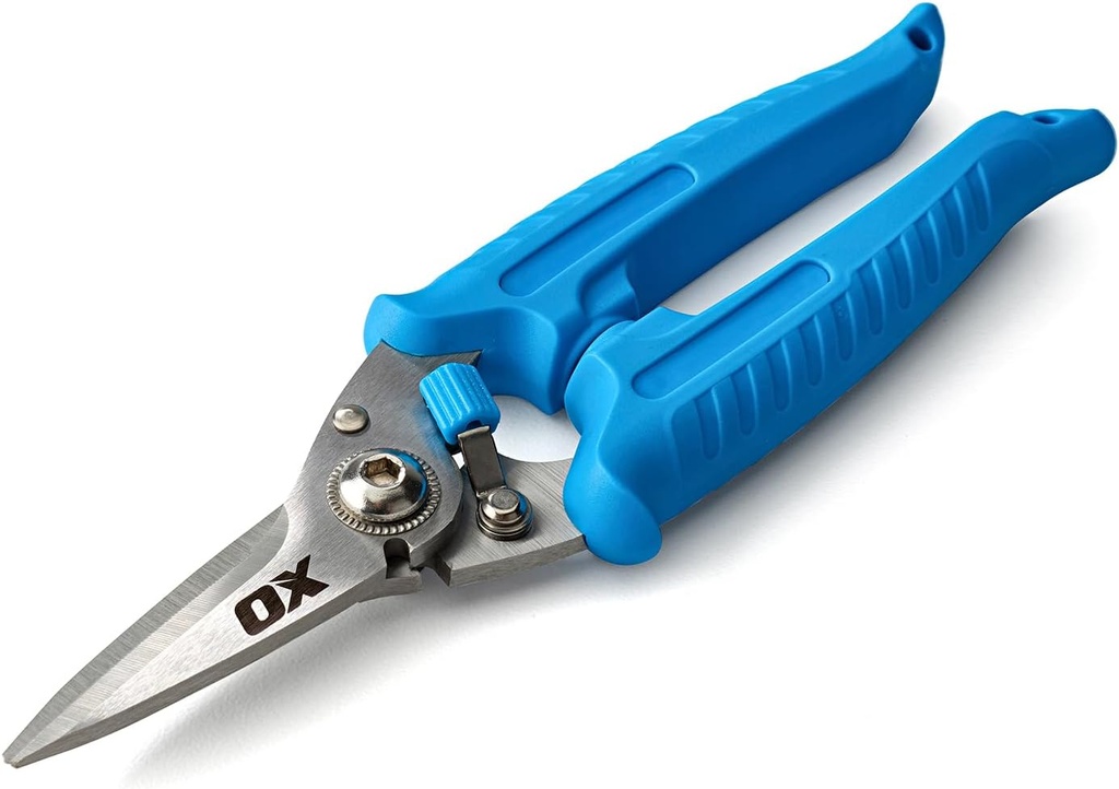 OX Tools Pro 7 inch Industrial Tin Snips Cutting Tool - 7" Professional Grade Stainless Steel Snipper with Comfort Grip - Snips Cutters for Sheet Metal - Cable Cutter Hand Tools OX-P233101