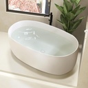 47”Modern Designed Freestanding Bathtub，Independent Solid Surface Resin stone Bathtub with Pop-up Drainage and Overflow Pipes, Suitable for Small Households,Soaking Tub for Small Bathroom,white