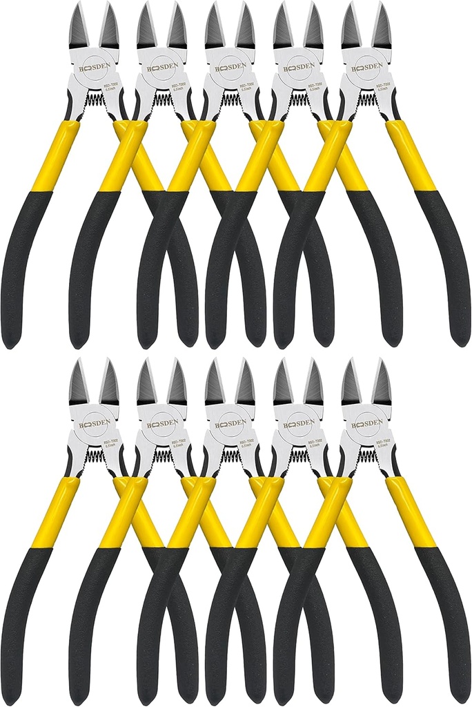 Wire Cutters 10 Pack, 6.5 inch, BOOSDEN Flush Cutters, Spring Loaded Cutting Pliers, Side Cutters, Dykes Cutter, Wire Clippers, Plastic Cutter, Wire Cutters for Jewelry, Floral, Electrical