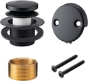 BOOMIBOO Bathtub Drain Tip-Toe Trim Set with Two-Hole Overflow Faceplate, Bath Tub Drains Conversion Kit with Universal Fine/Coarse Thread, Replacement Bathtub Drain Stopper Assembly, Matte Black