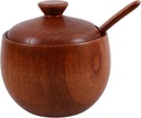 LIFKOME 1set Wooden Condiment Jar Spoon Vintage Kitchen Seasoning Container Lid Small Salt Box for Easy Access and Elegant Decor