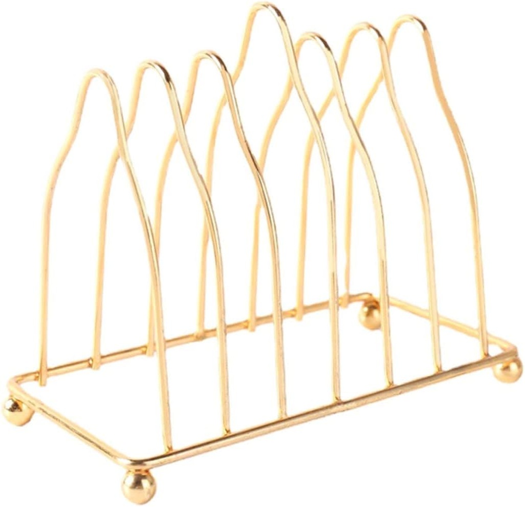 Decorative Iron Plate Holder Kitchen Rack with Drainage Stable Stand for Household Plate and Cutlery Organization Stylish Gold Storage for Countertop and Cabinet Use