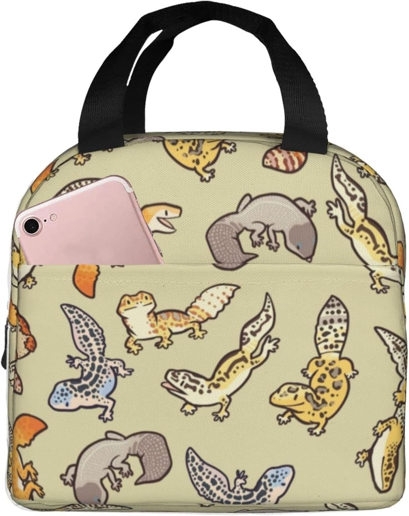 Gecko Lunch Bag for Women Men Insulated Lunch Box Reusable Lunch Organizer Waterproof Lunch Holder Cooler Tote Bag