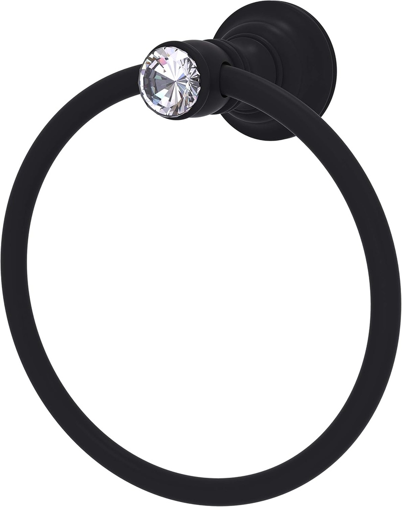 Allied Brass CC-16 Carolina Crystal Collection Towel Ring, Matte Black