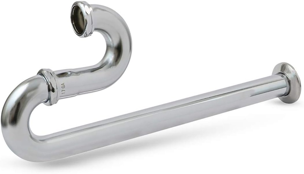 Highcraft Brass S-Trap 1-1/2" Basin Sink Waste Trap with Flange 22-Gauge Sink Trap for Bathroom Sink, Kitchen Sink, Utility Sink Tubular Drain Applications, Chrome Plated Brass Drain Trap