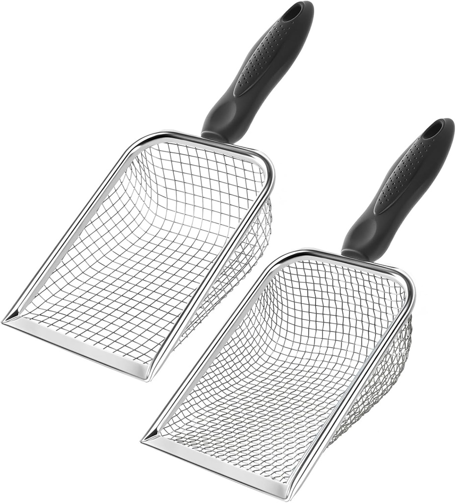 Gardening Soil Sifter (2-Pack), Dirt Sifter Compost Sifter with 3.8mm & 5mm Mesh, Metal Rock Sifter Sand Sifter Garden Tool with Ergonomic Handle