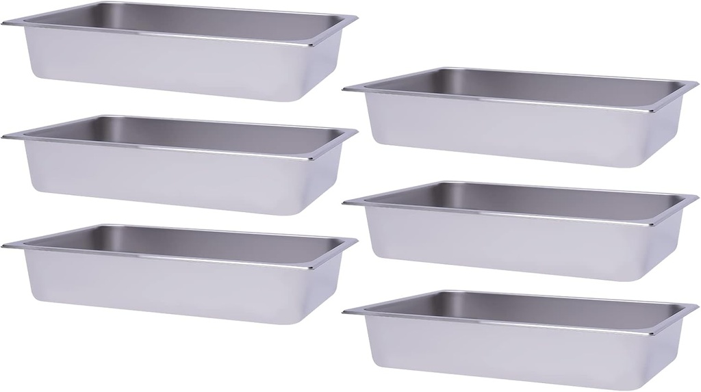 4" Deep Full Size Steam Table Pans, Stainless Steel 6-Pack Restaurant Hotel Pan,Food Warmer Buffet Server Steam Table Pans for Hotel,Restaurants and Catering(20.9 x 13 x 4 in)