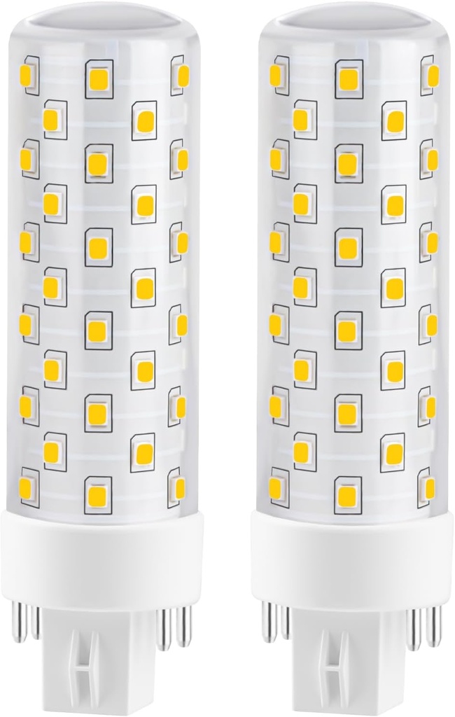 GX24Q LED Bulbs, 4000K Neutral White, 4-Pin Base CFL Light Bulb Replacement for 13W 18W 26W Compact Fluorescent Bulb in Bathroom Vent Fan, Kitchen Hood 10W 2-Pack (Ballast Removed Required)