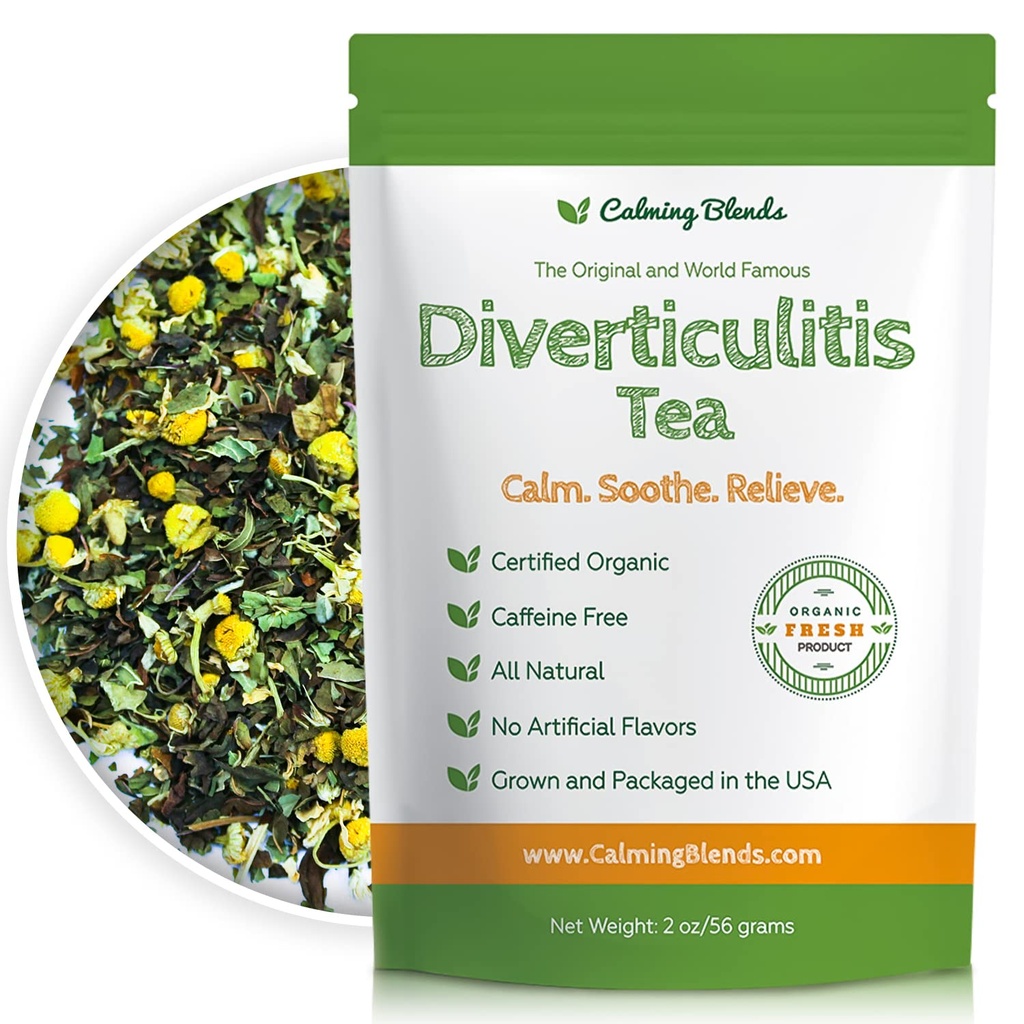 Calming Blends Diverticulitis Tea | Organic Loose Leaf Tea, Caffeine Free | 36 Cups | Made In USA