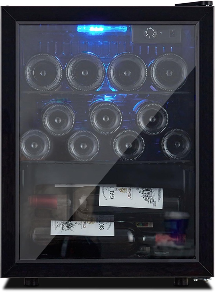 16 Bottle Wine Fridge, Small Wine Cooler Temperature Adjustment Range 40~61°F, Mini Wine Refrigerator Freestanding for Home Kitchen Office Bar, Wine Cellar for Red, White and Champagne