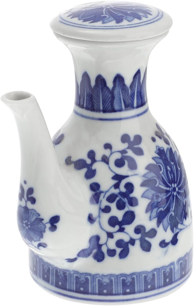 Cabilock Ceramic Vinegar Dispenser Spout Home Seasoning Bottle for Oil and Condiments Elegant Kitchen Essential for Restaurants and Home Use Random Floral Design