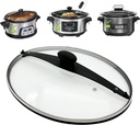 Oval Glass Lid Compatible with Hamilton Beach Slow Cooker (6quart) Model 33969 33866 33861, The Silicon Ring around the lid help to seal the pot, Clips help to lock the lid.