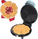 Waffle Maker 7 Inch Waffle Iron, Nonstick Easy to Clean, 700W Quick Heat-up, 5 Slides Heart Shape, Blue Azure