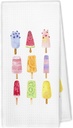 Ice Cream Gifts Kitchen Towels, Summer Popsicle Dish Hand Tea Towels, Colorful Fruit Ice Cream Gift for Boy Girl, Farmhouse Seasonal Decorative Towel for Bathroom Kitchen, 16x24 Inches