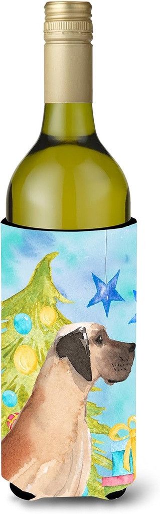Caroline's Treasures BB9419LITERK Fawn Natural Great Dane Christmas Wine Bottle Hugger Bottle Cooler Sleeve Hugger Machine Washable Collapsible Insulator Beverage Insulated Holder