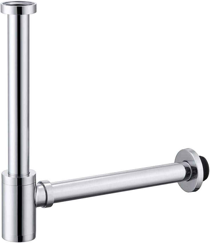 Bathroom Sink P-Trap Solid Brass 1-1/4 Bottle Trap Sink Drain Tube for Kit,Chrome,SW-83888C-L.