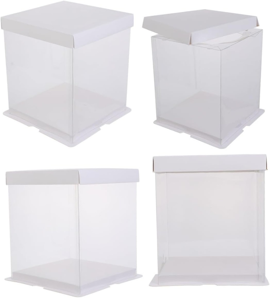 4Pcs Transparent Cake Boxes Portable Cake Carrier for Baking Material Elegant Display Protective Lid Design for Birthdays Special Occasions
