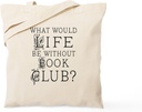 CafePress Book Club Quote Tote Bag Reusable Natural Beige Canvas Shopping Bag