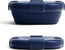 STOJO Collapsible Sandwich Box – 24oz, Reusable Food Storage Container, Silicone Bowl for Hot/Cold Food – Meal Prep, Lunch, Camping, Hiking – Dishwasher Safe (Set of 1, Denim)