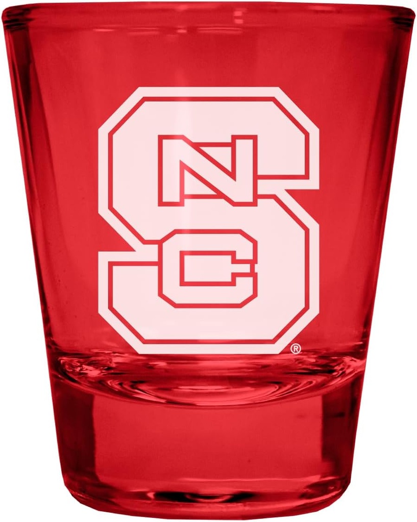 R and R Imports NC State Wolfpack Engraved Full Color 2 oz Shot Glass Red Officially Licensed Collegiate Product 2-Pack