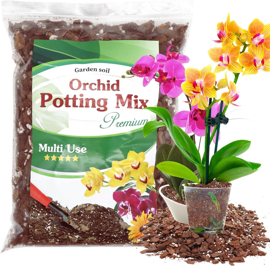 Orchid Potting Mix,Premium Orchid Bark Potting Mixture of Pine Bark,Perlite & Coco Peat Enhanced Drainage and Ventilation,Ideal for Repotting and Growing Indoor Plants Dendrobiums,Phalaenopsis,1QT