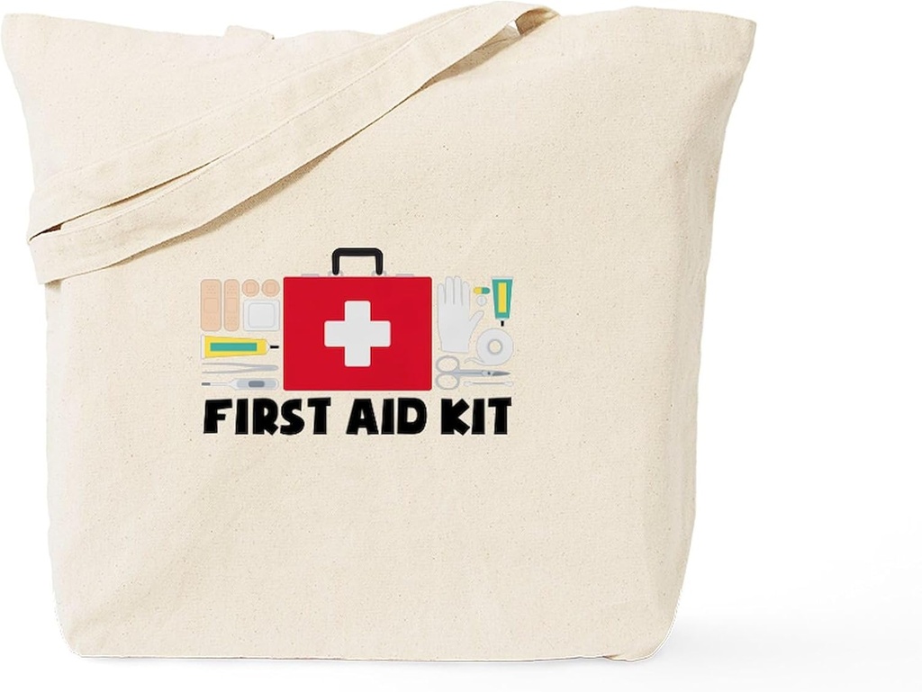 CafePress First Aid Kit Tote Bag Reusable Natural Beige Canvas Shopping Bag